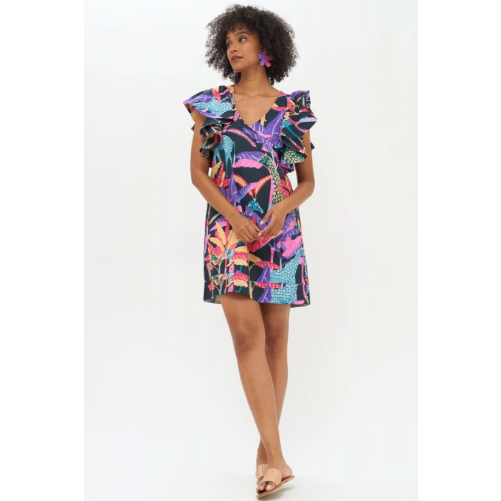 OLIPHANT Poplin Flirty V-Neck Short Dress size XS